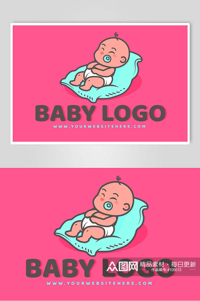 红色可爱创意卡通母婴品牌LOGO矢量素材素材