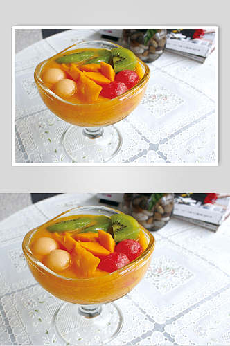 创意罐头猕猴桃水果捞图片