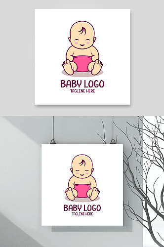 简约手绘卡通母婴品牌LOGO矢量素材