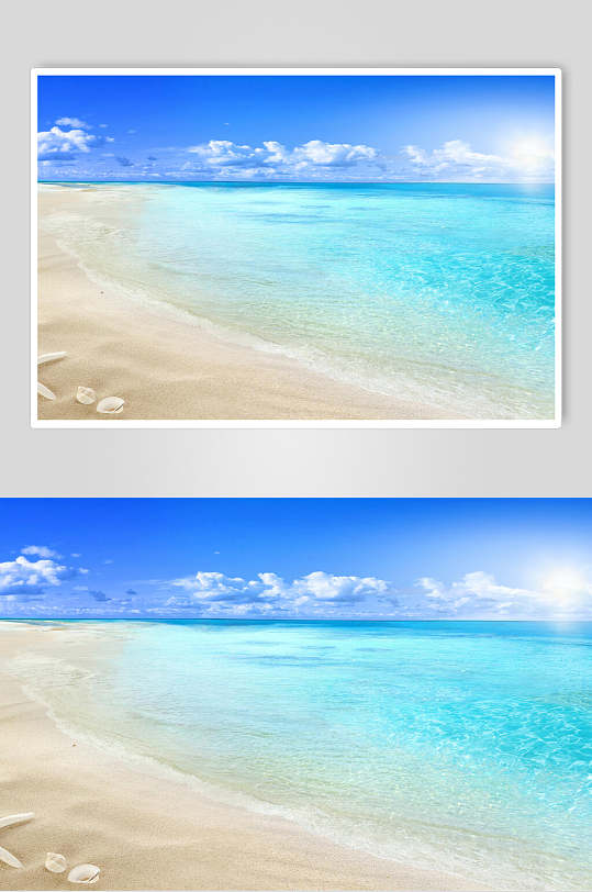 沙滩渐变蓝天风景图片