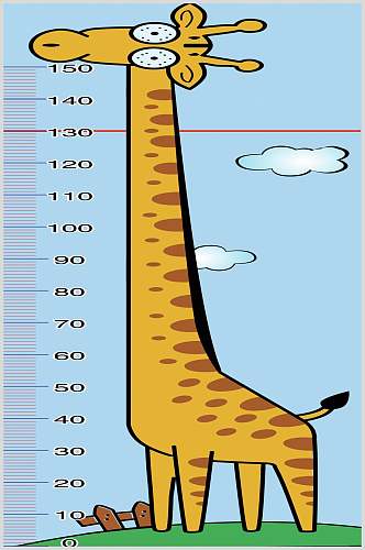 卡通长颈鹿身高标尺