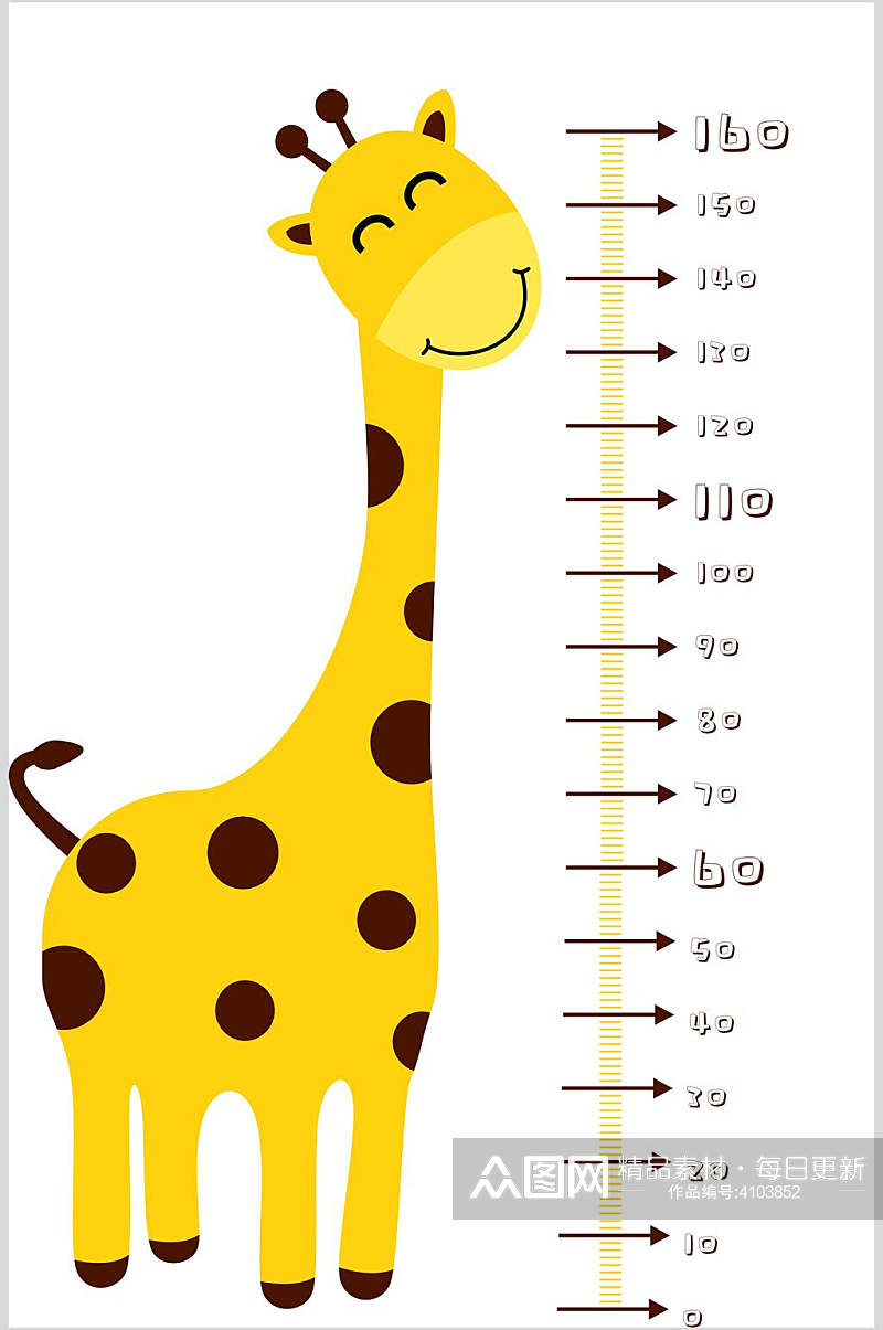 黄色长颈鹿身高标尺素材