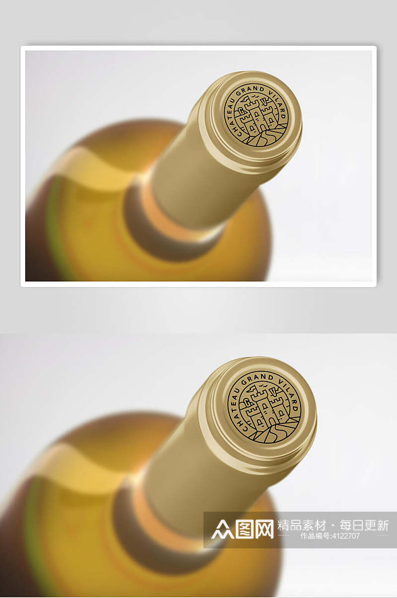 瓶盖精致红酒包装贴图样机素材