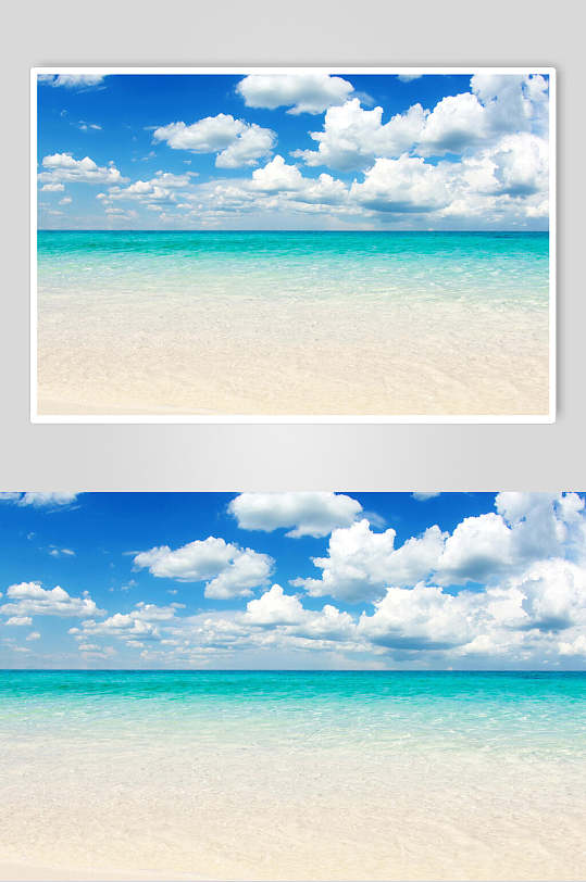 唯美沙滩白云蓝天风景图片