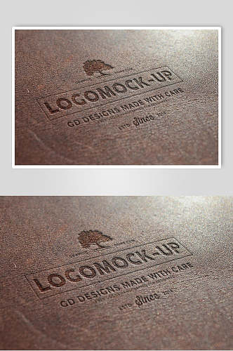 树木英文皮革材质LOGO展示样机