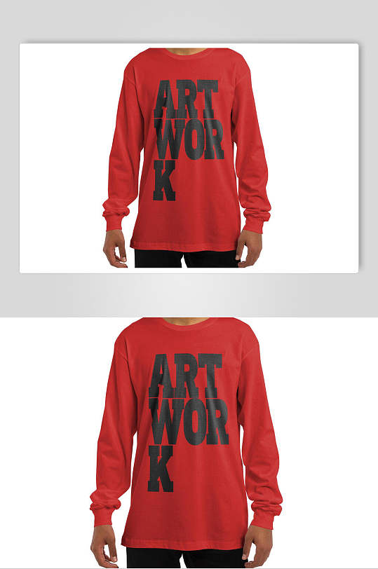 红色字母长袖圆领卫衣样机