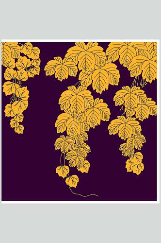 枫叶黄色传统矢量花纹图案素材