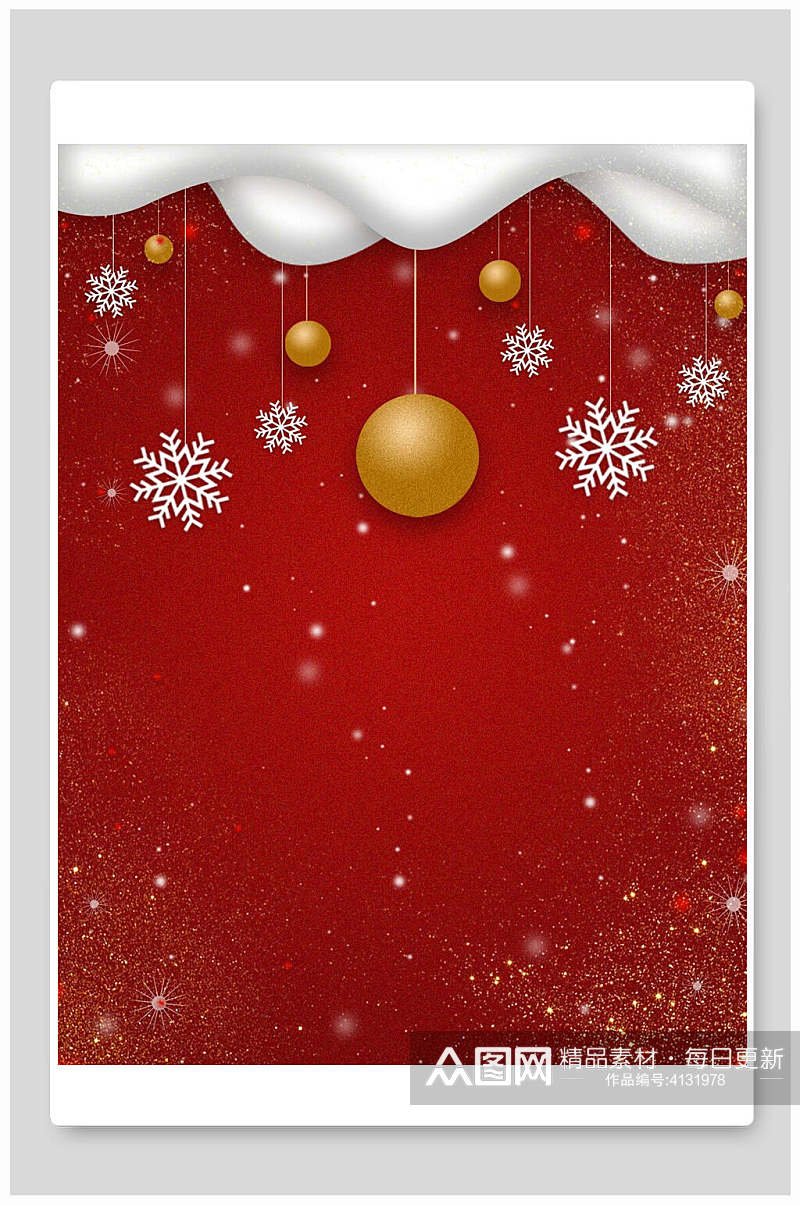 红色大气雪花圣诞节背景素材