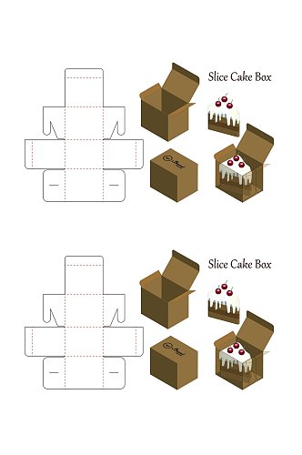 虚线蛋糕各式包装设计矢量图纸