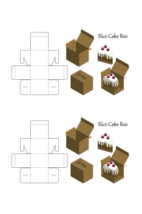 虚线蛋糕各式包装设计矢量图纸