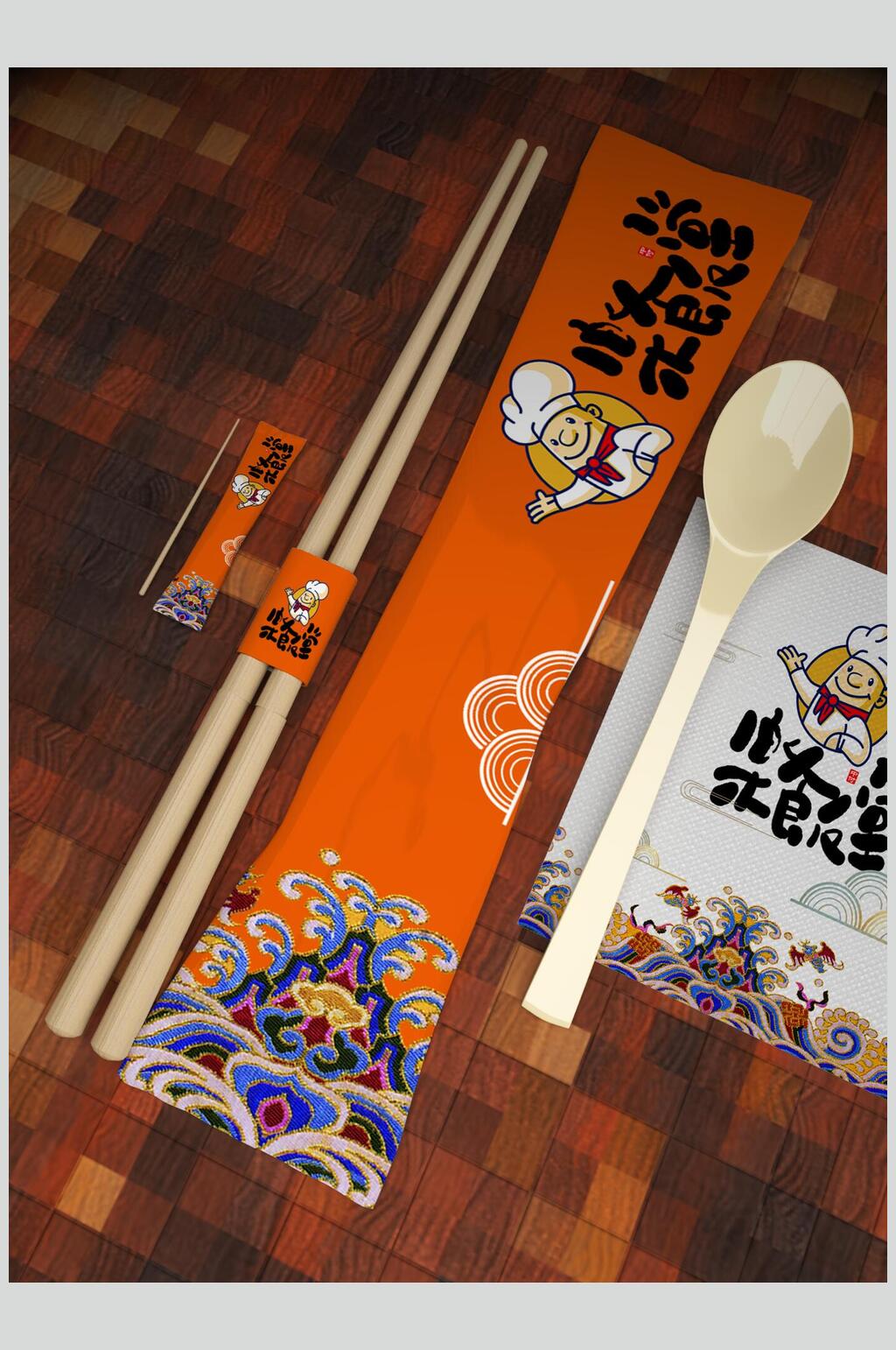 正方形食堂一次性餐具筷子样机素材