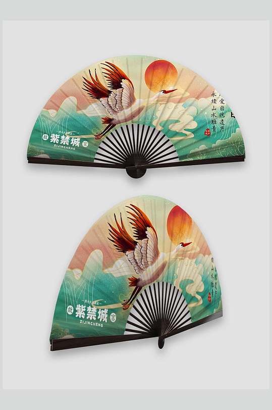 中国风创意扇子折扇样机