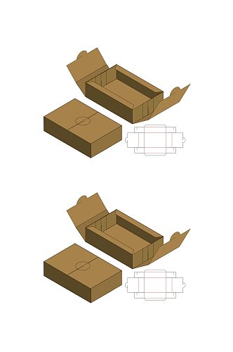 立体长方形圈食物包装矢量图纸