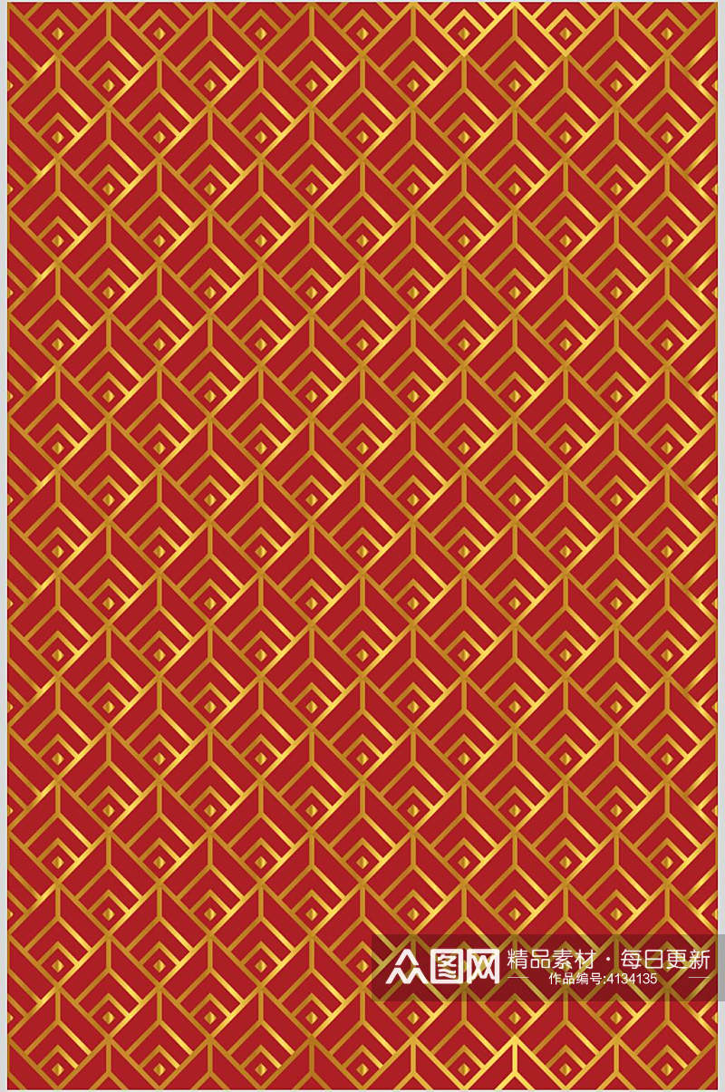 红色中国风底纹矢量素材素材