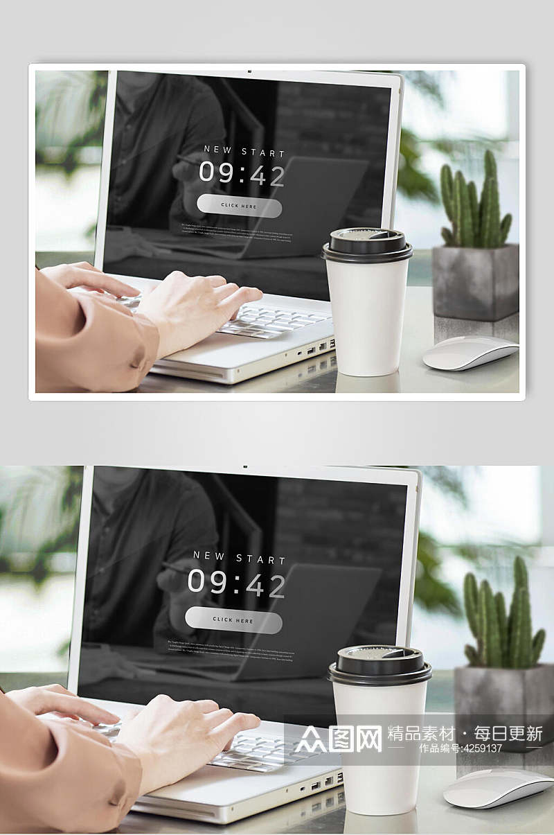 人物笔记本办公电脑样机素材