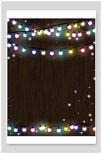 高端时尚挂灯木板光点彩色圣诞节背景