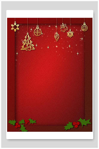 红色高端剪纸雪花圣诞节背景