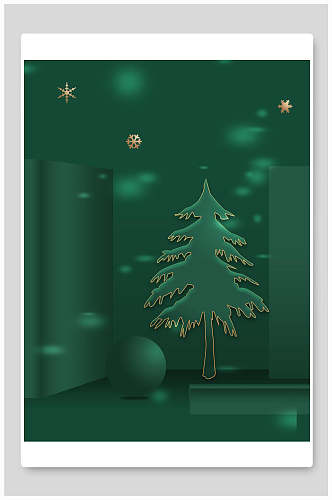 典雅绿色圣诞树圣诞节背景