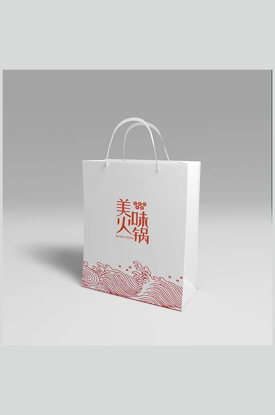 简洁手提纸袋日系餐饮火锅中餐VI设计样机