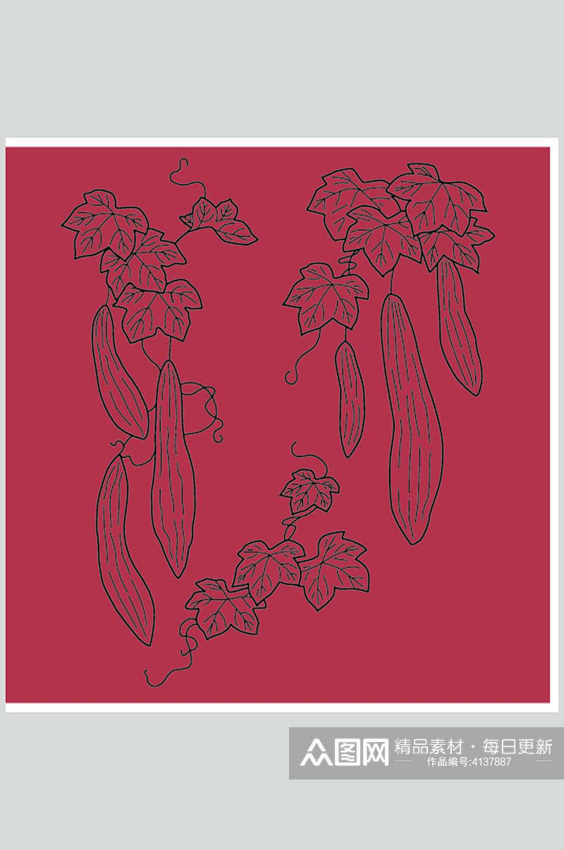 红色丝瓜传统矢量花纹图案素材素材