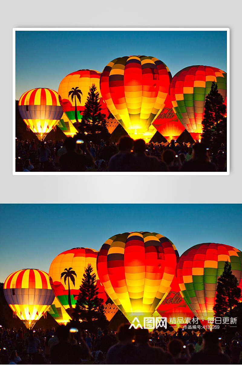 夜景热气球风景图片素材