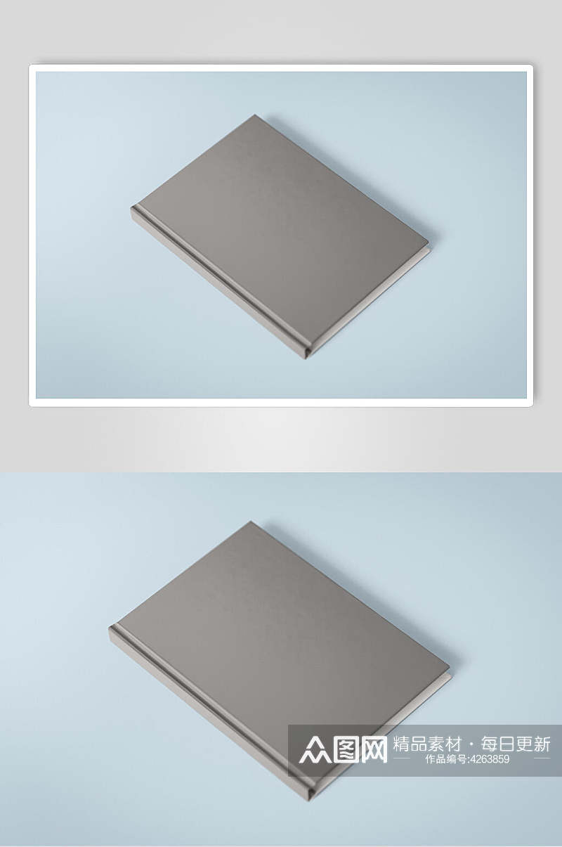 折痕长方形书本蓝背景墙竖版样机素材