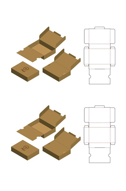 立体方形圆圈食物包装矢量图纸