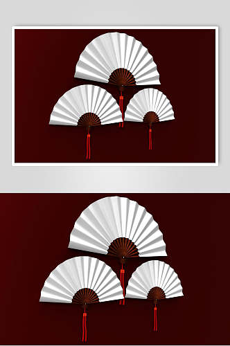 白色中国风折扇样机