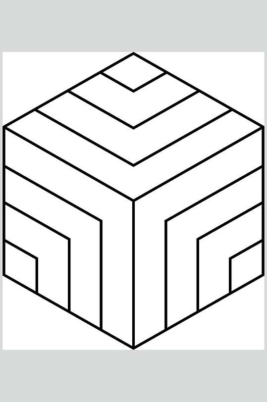 正方体黑白几何图形矢量素材