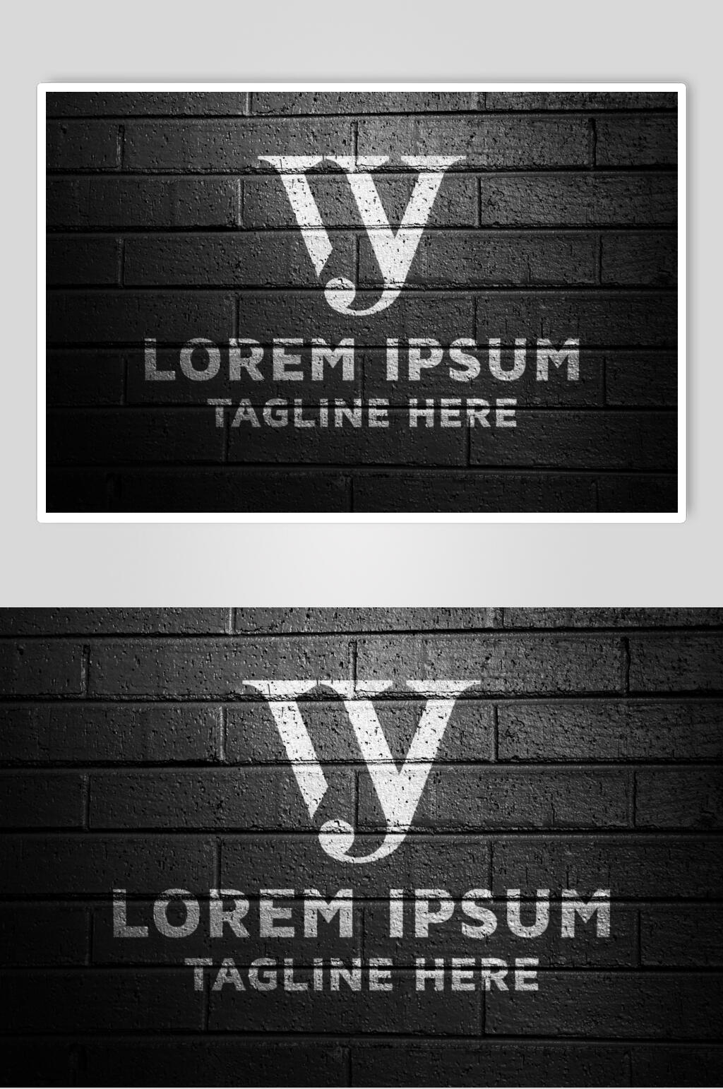 砖墙背景英文LOGO样机素材