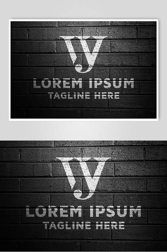 砖墙背景英文logo样机