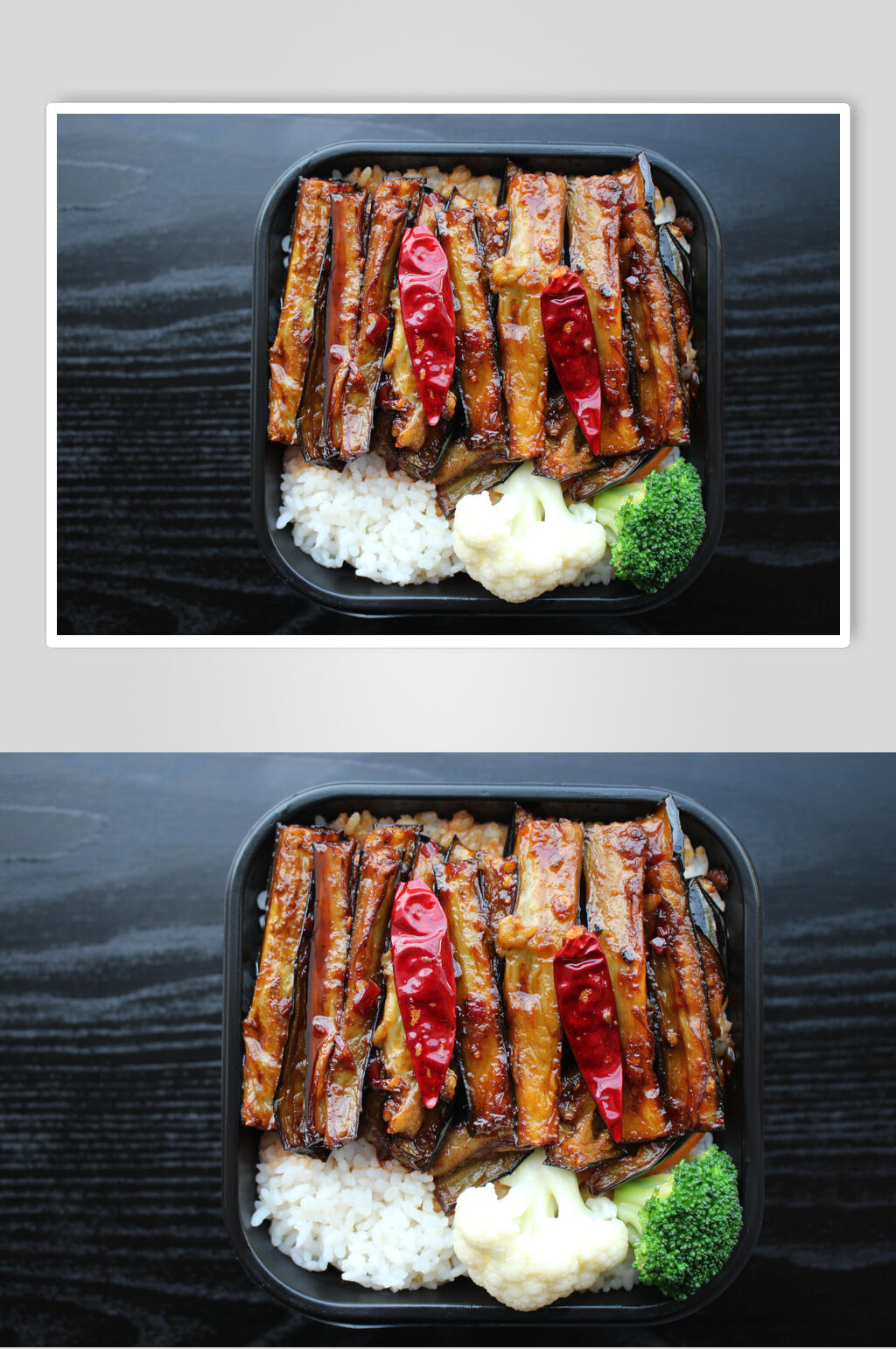 食物餐饮茄子盖浇饭高清图素材