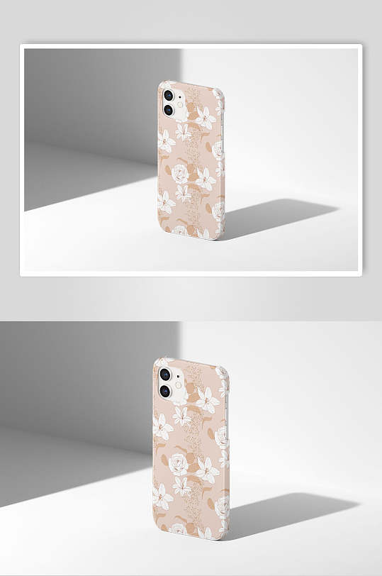 文艺立着花卉图案展示光影苹果手机壳样机