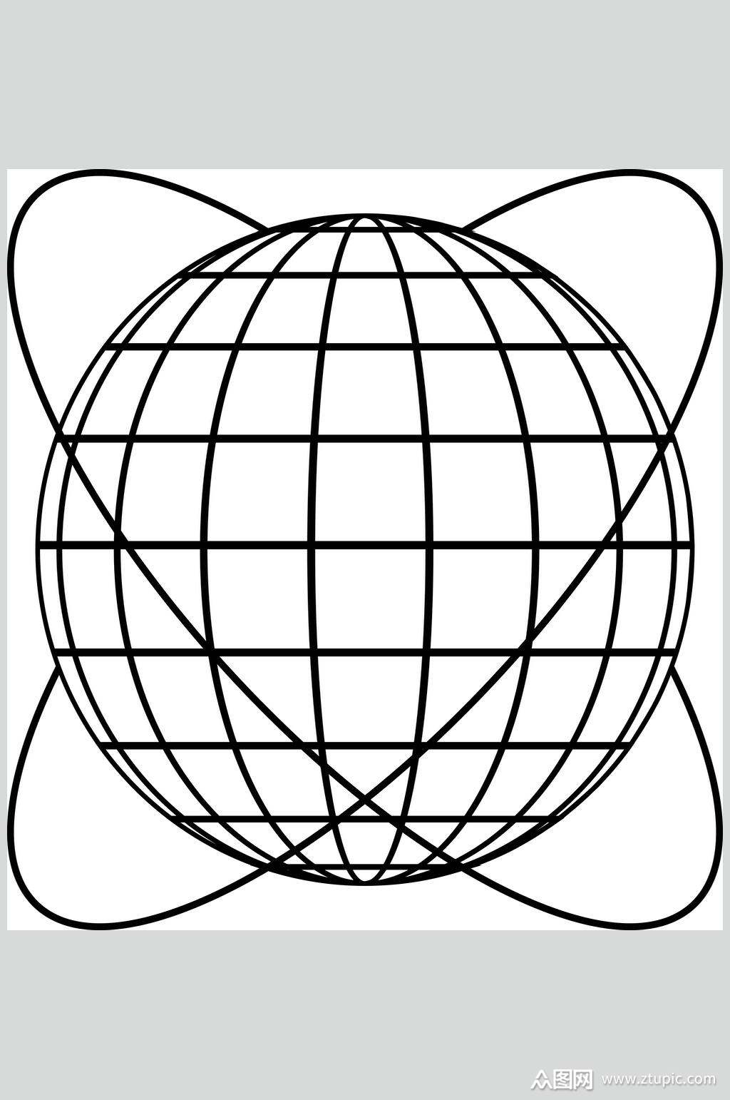 圆形黑白几何图形矢量素材素材