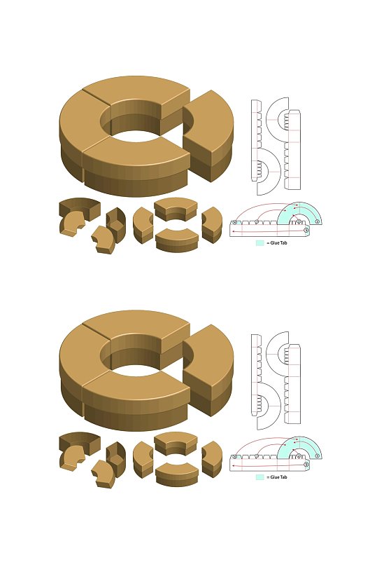 立体弧形棕产品包装矢量量图纸