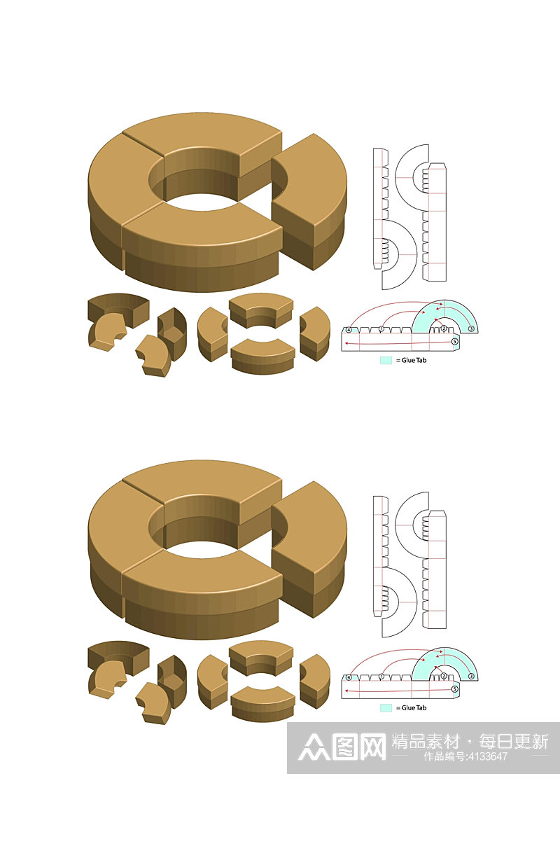 立体弧形棕产品包装矢量量图纸素材