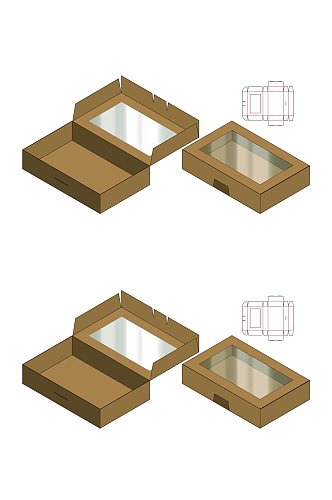 反光白膜棕产品包装矢量量图纸