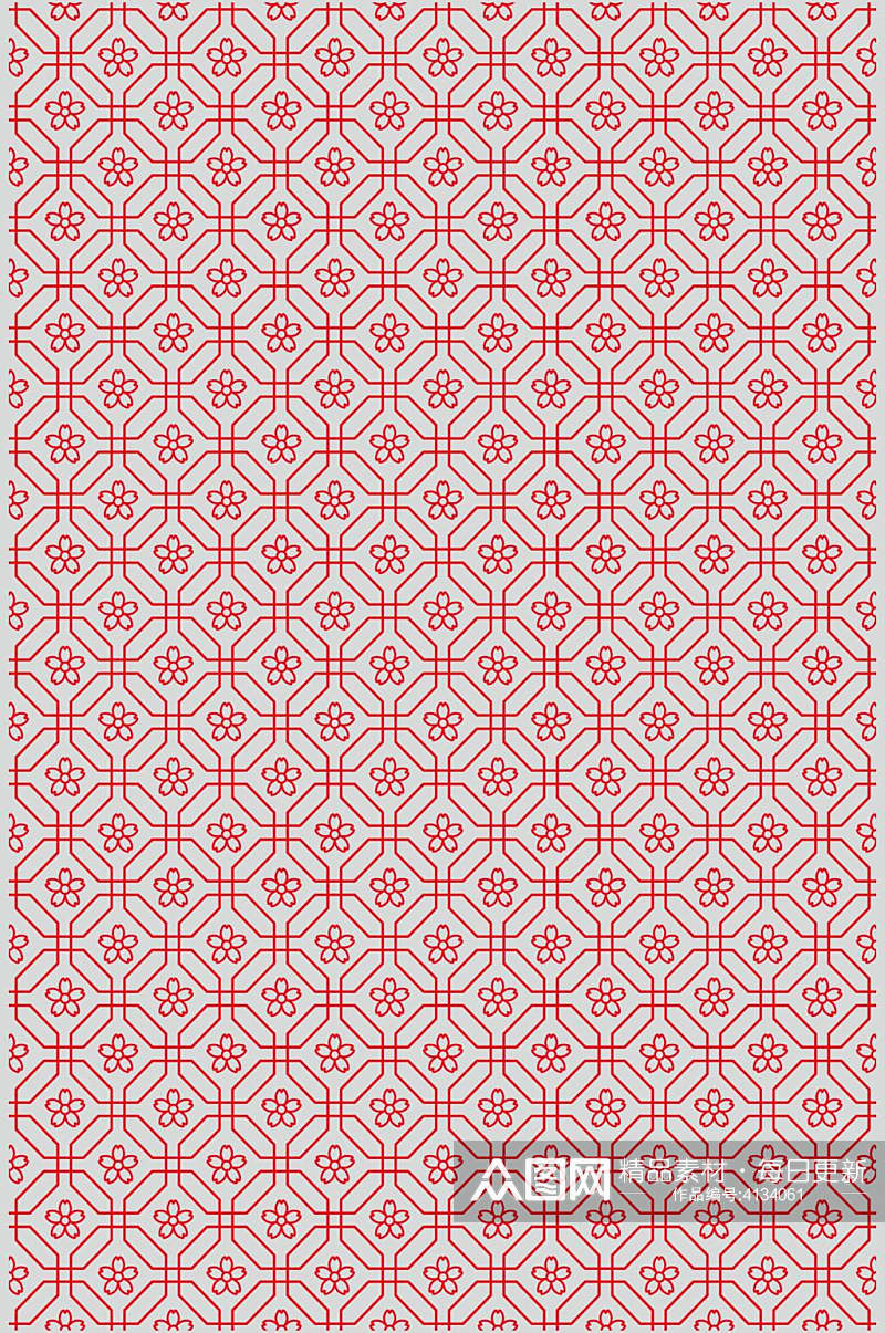 红色传统风底纹图案矢量素材素材