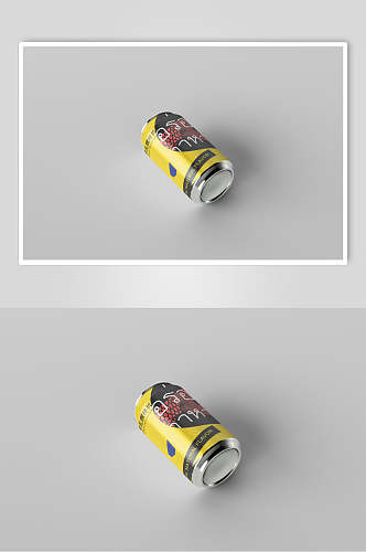 黄色创意易拉罐包装智能贴图样机