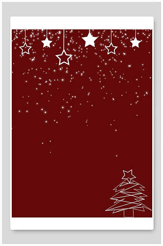典雅红色星星圣诞树圣诞节背景