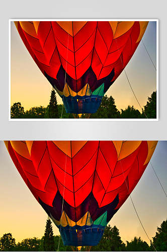 红色热气球风景图片