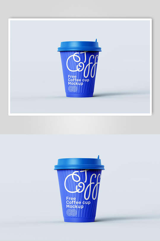 克莱因蓝带盖一次性咖啡杯样机