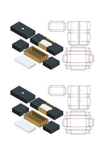 立体方形各式包装设计矢量图纸