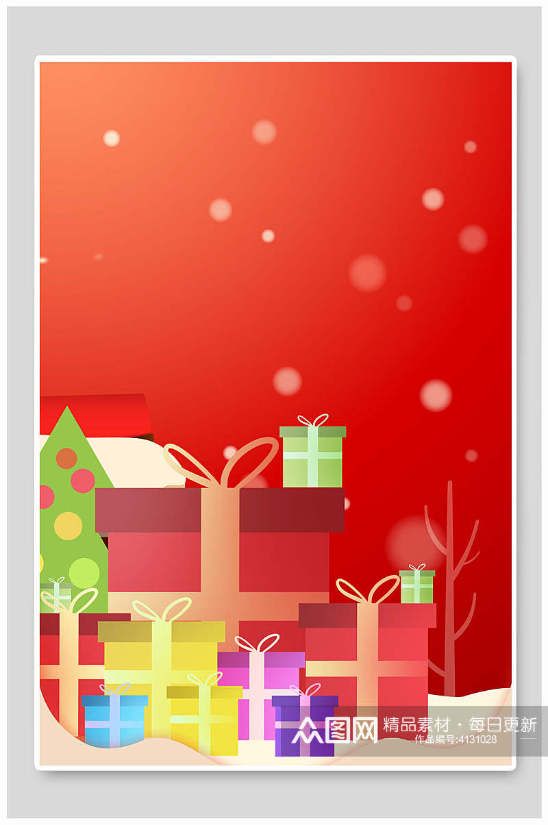 高端时尚礼物盒蝴蝶结红圣诞节背景素材