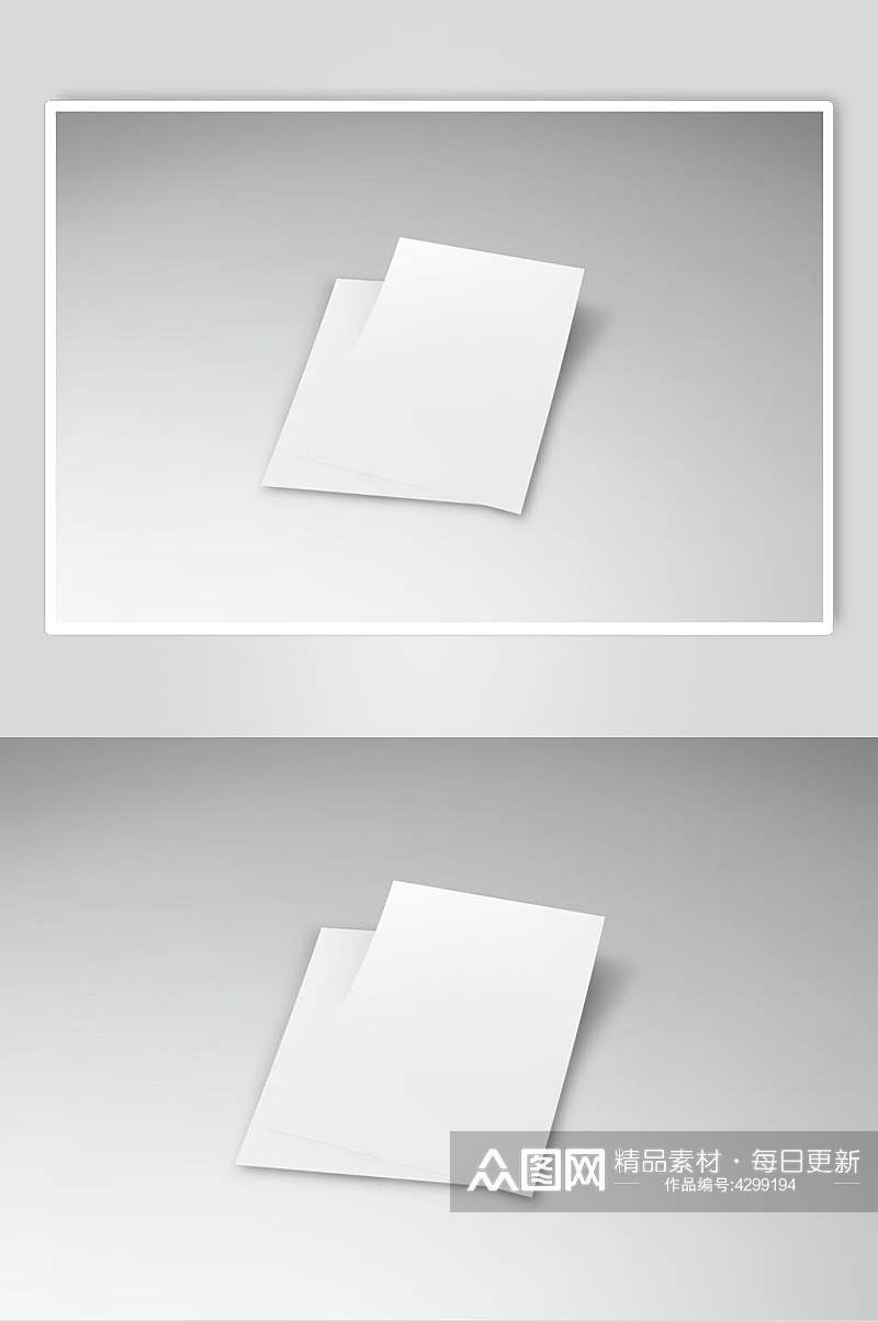 长方形阴影灰色白色纸张VI样机素材