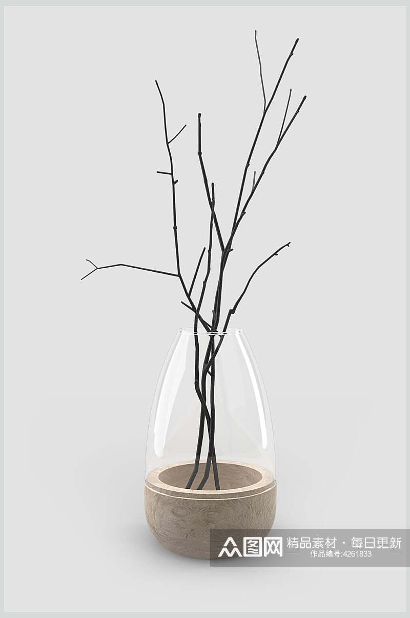 韵味植物花瓶单独家具摆件装饰品样机素材