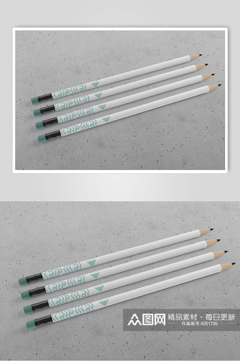 四支铅笔办公用品样机素材