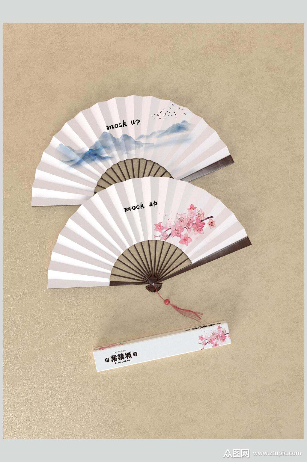 简约中国风扇子折扇样机素材