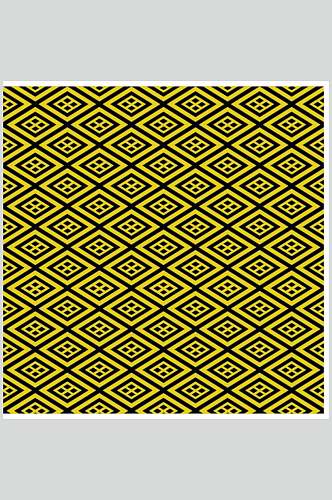 黄色菱形传统矢量花纹图案素材