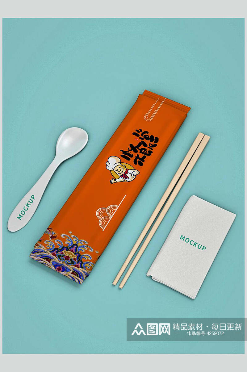 国潮风一次性餐具筷子样机素材